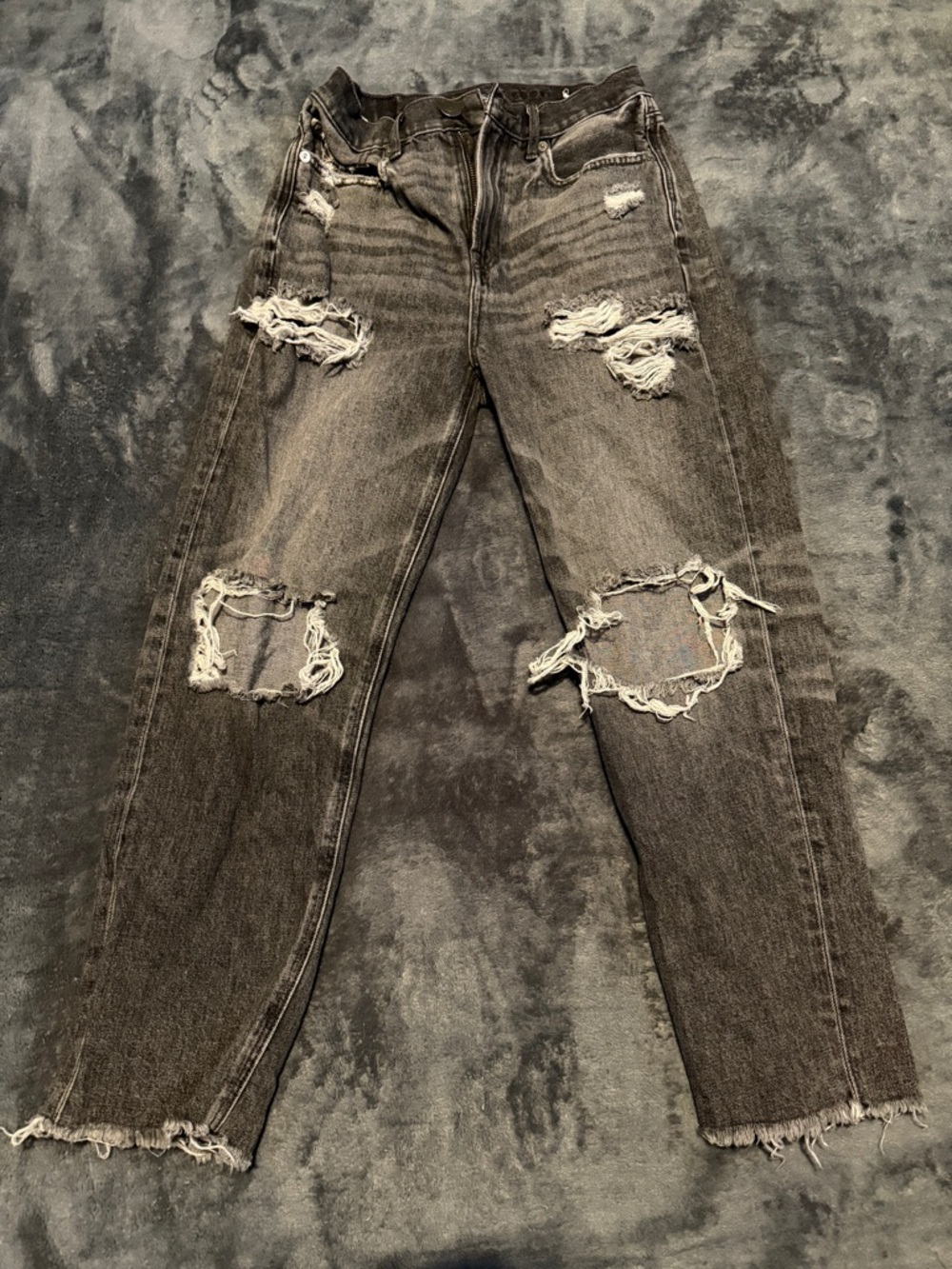 American Eagle Outfitters Distressed Black-Gray Jeans
